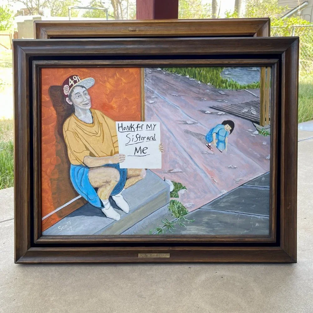 Original Framed Oil Painting Art on Canvas, Santa Fe Barrio